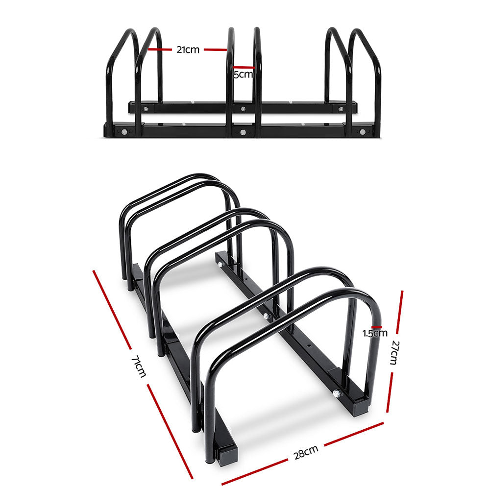 Portable Bike 3 Parking Rack Bicycle Instant Storage Stand - Black - image2