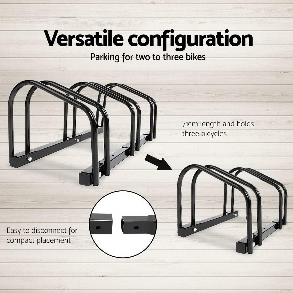 Portable Bike 3 Parking Rack Bicycle Instant Storage Stand - Black - image4