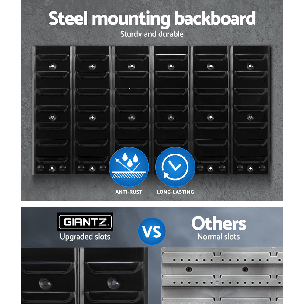 Giantz Bin Wall 48 Storage Bin Rack Wall Mounted Tools Steel Board Work Garage - image6