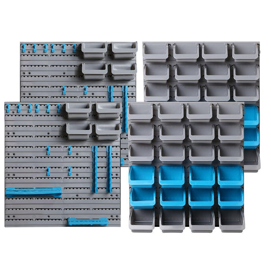 88 Parts Wall-Mounted Storage Bin Rack Tool Garage Shelving Organiser Box - image1