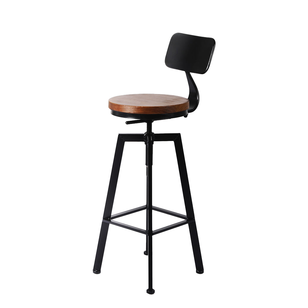 2x Industrial Bar Stools Chairs Kitchen Stool Wooden Barstools Swivel - image2