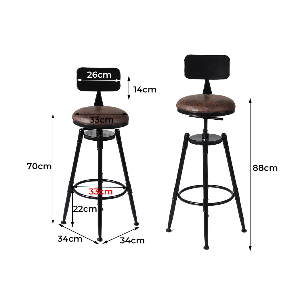 Industrial Bar Stools Kitchen Stool PU Leather Barstools Swivel Chair - image3