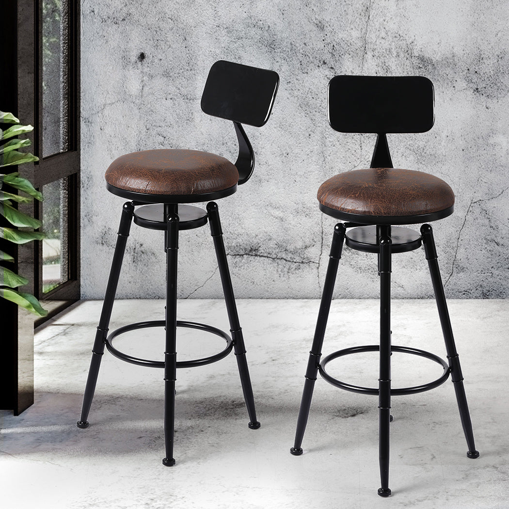 Industrial Bar Stools Kitchen Stool PU Leather Barstools Swivel Chair - image7