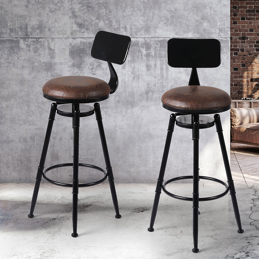 Industrial Bar Stools Kitchen Stool PU Leather Barstools Swivel Chair - image8