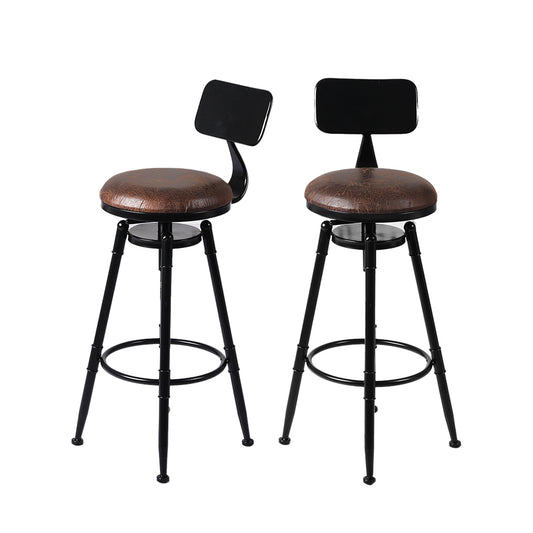 4x Industrial Bar Stools Kitchen Stool PU Leather Barstools Chairs - image1