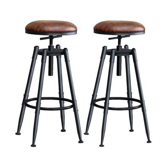 2x Rustic Industrial Bar Stool Kitchen Stool Barstool Swivel Dining Chair - image1