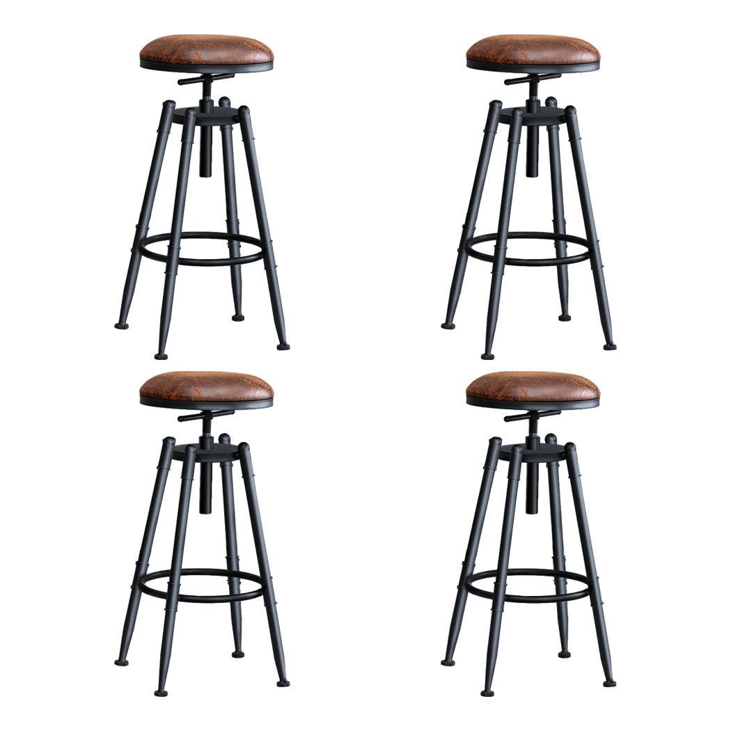 4x Rustic Industrial Bar Stool Kitchen Stool Barstool Swivel Dining Chair - image2