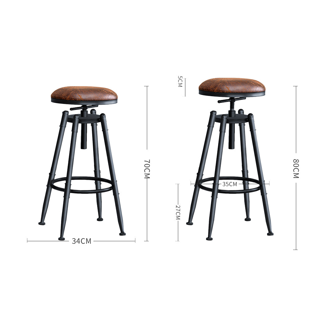 4x Rustic Industrial Bar Stool Kitchen Stool Barstool Swivel Dining Chair - image3
