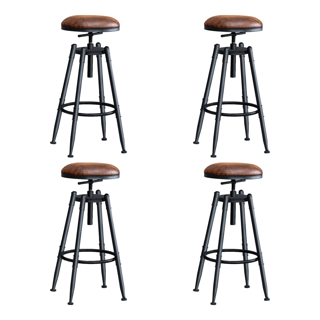 4x Rustic Industrial Bar Stool Kitchen Stool Barstool Swivel Dining Chair - image1