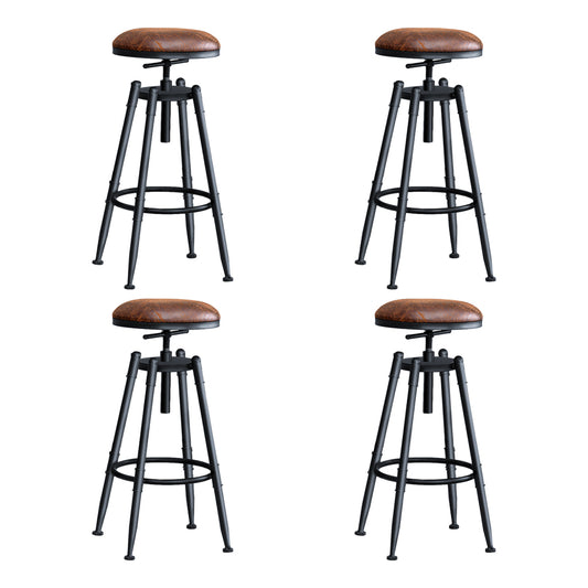 4x Rustic Industrial Bar Stool Kitchen Stool Barstool Swivel Dining Chair - image1