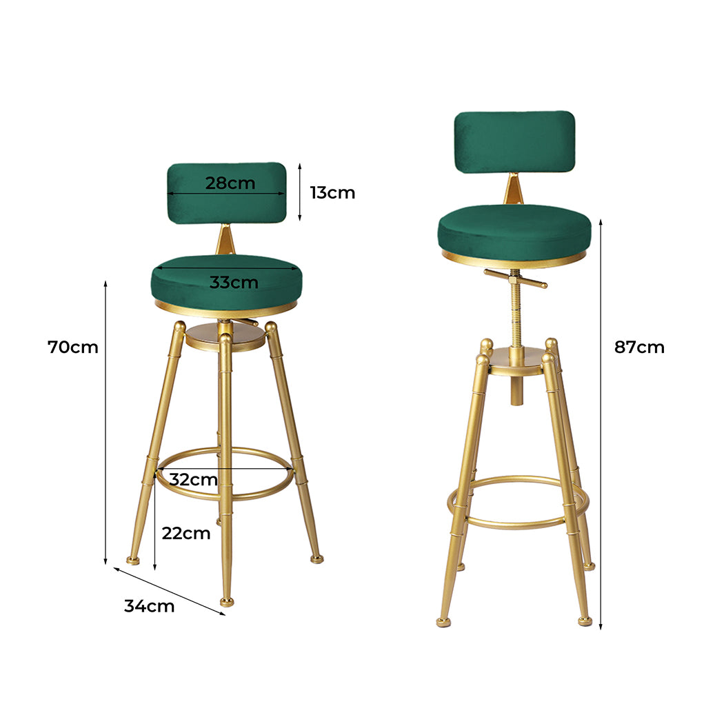 1x Bar Stools Kitchen Stool Chair Swivel Barstools Velvet Padded Seat - image3