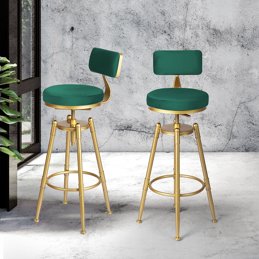 1x Bar Stools Kitchen Stool Chair Swivel Barstools Velvet Padded Seat - image7