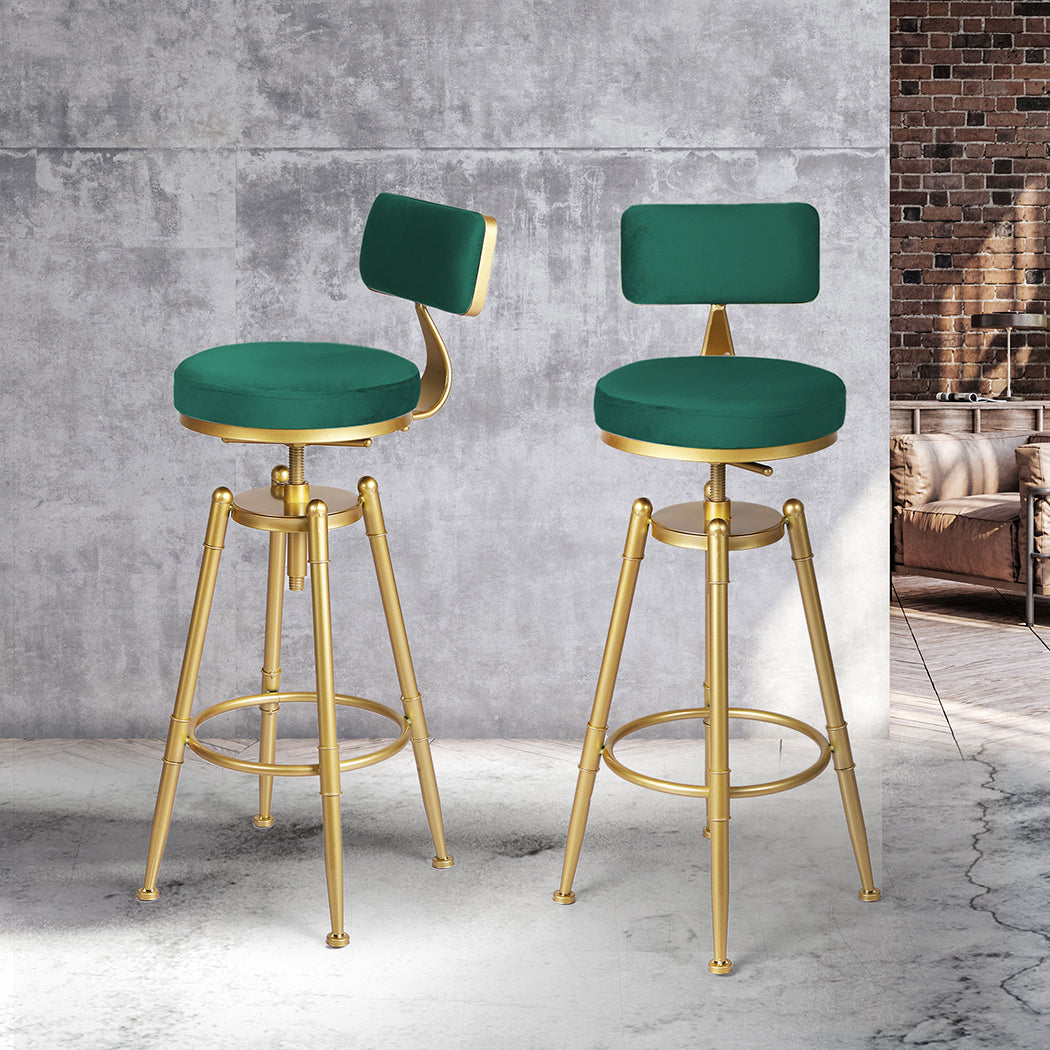 1x Bar Stools Kitchen Stool Chair Swivel Barstools Velvet Padded Seat - image8