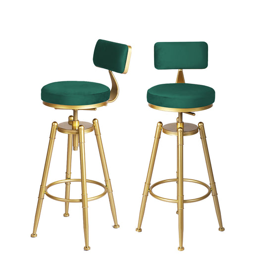 1x Bar Stools Kitchen Stool Chair Swivel Barstools Velvet Padded Seat - image1