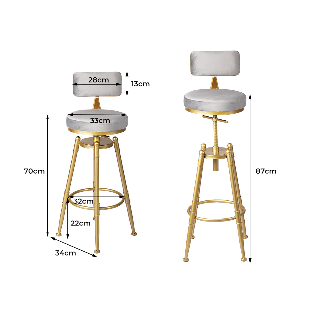 Bar Stools Kitchen Stool Chair Swivel Barstools Velvet Padded Seat Grey - image3