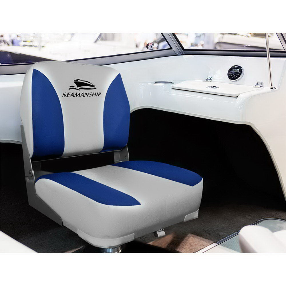 Set of 2 Folding Swivel Boat Seats - Grey & Blue - image10