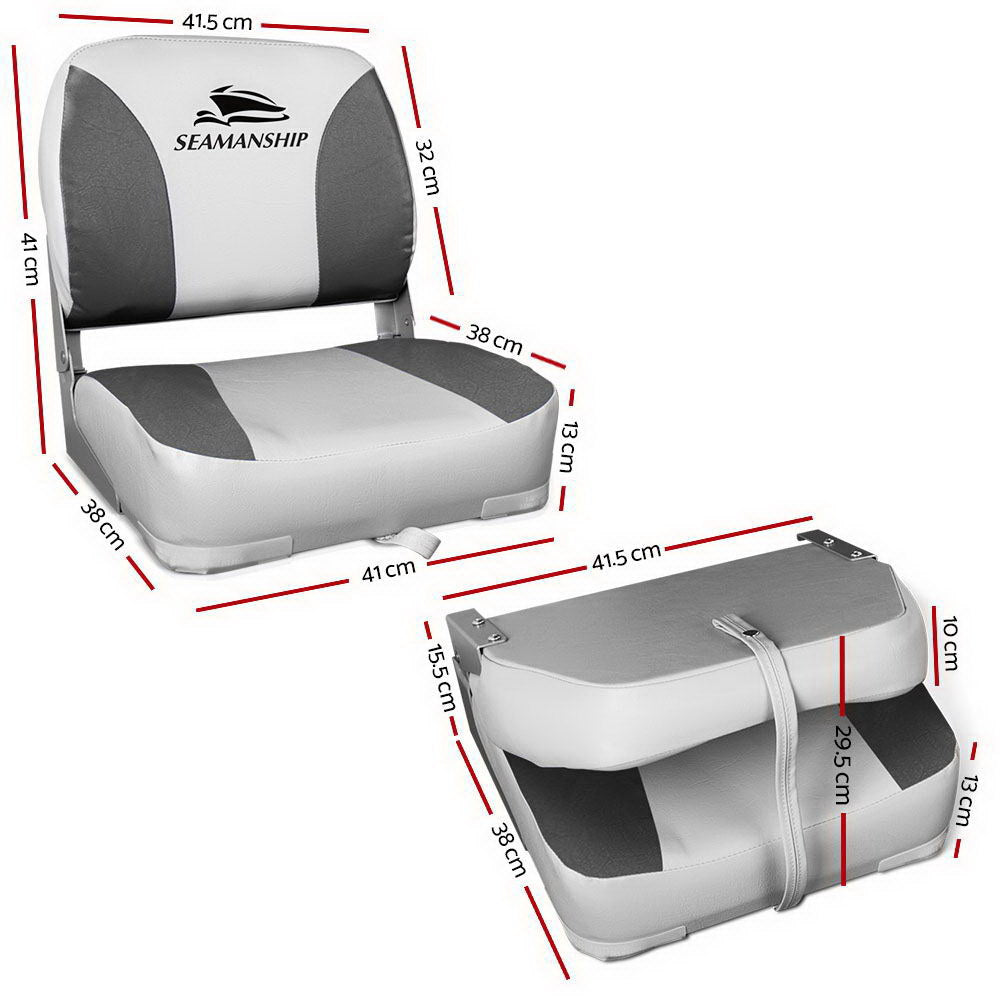 Set of 2 Folding Swivel Boat Seats - Grey - image9