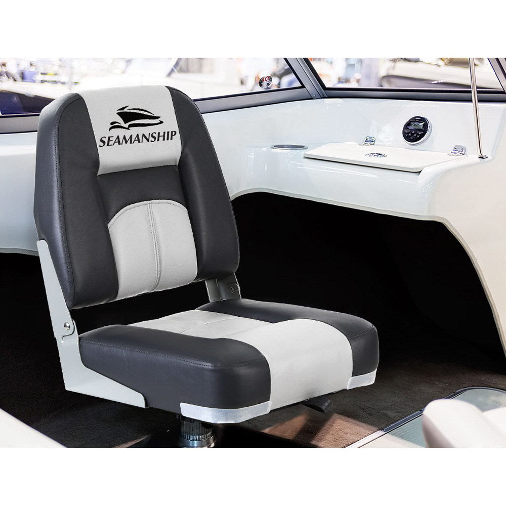 2X Folding Boat Seats Seat Marine Seating Set Swivels All Weather - image3