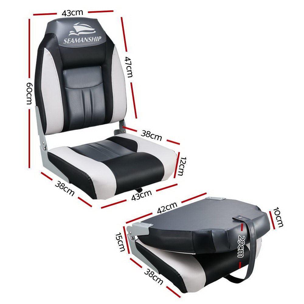 Set of 2 Folding Swivel Boat Seats - Grey & Black - image9