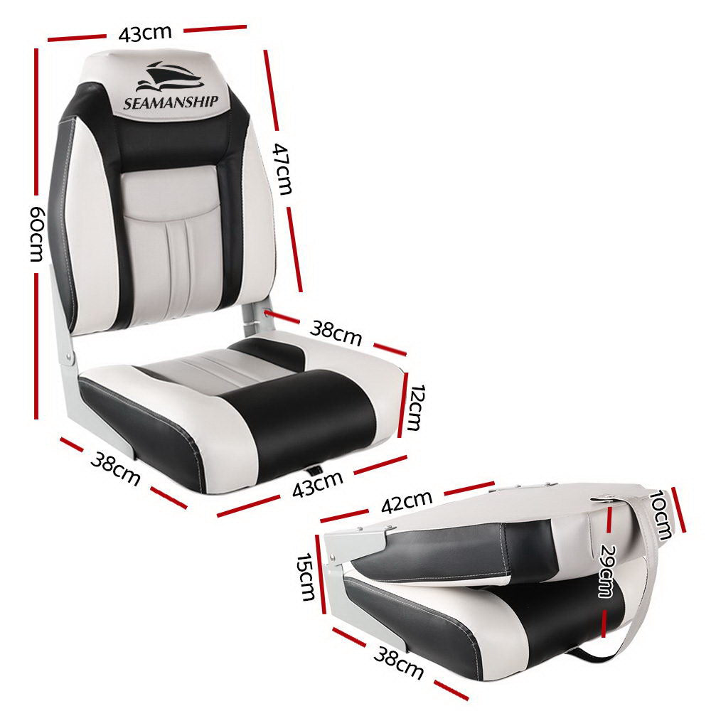 Set of 2 Folding Swivel Boat Seats - Grey & Black - image9