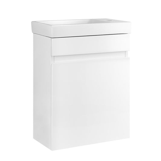 400mm Bathroom Vanity Basin Cabinet Sink Storage Wall Hung Ceramic Basins Wall Mounted White - image1