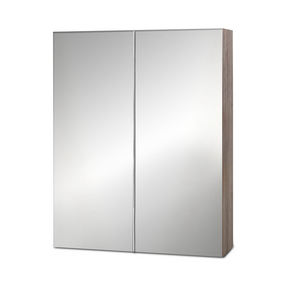 Bathroom Mirror Cabinet Vanity Medicine Shave Wooden Natural 600mm x720mm - image1