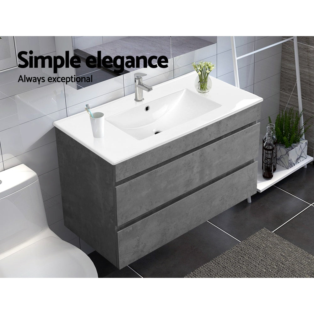 900mm Bathroom Vanity Cabinet Basin Unit Sink Storage Wall Mounted Cement - image4