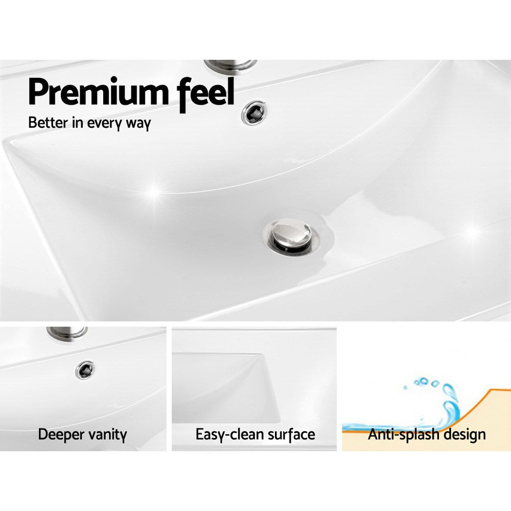 750mm Bathroom Vanity Cabinet Unit Wash Basin Sink Storage Freestanding White - image3