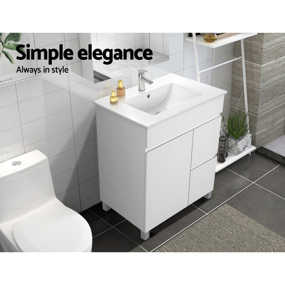 750mm Bathroom Vanity Cabinet Unit Wash Basin Sink Storage Freestanding White - image5