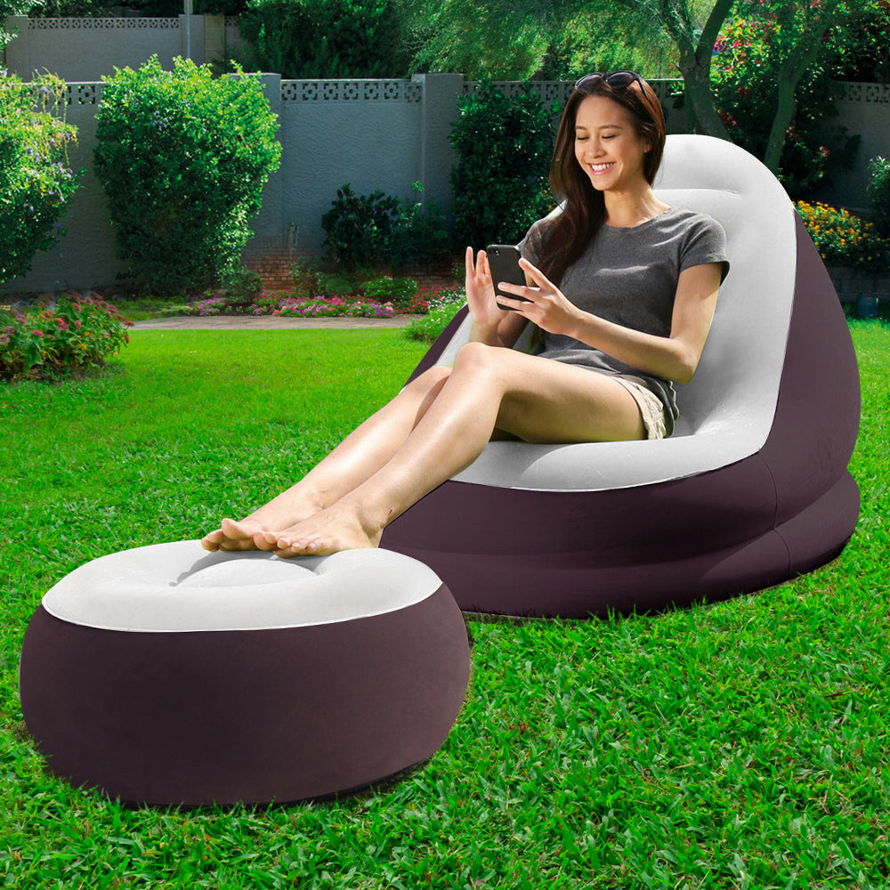 Inflatable Air Chair Seat Couch Lazy Sofa Lounge Blow Up Ottoman - image8