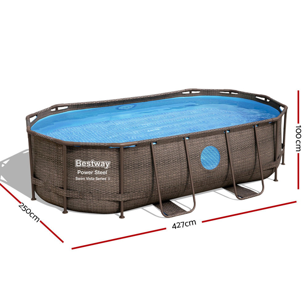 Swimming Pool Above Ground Pools Power Steel Frame Filter Pump 4.27M - image2