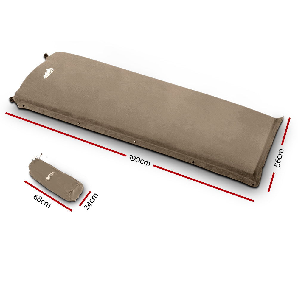 Single Size Self Inflating Matress Mat Joinable 10CM Thick  Coffee - image2