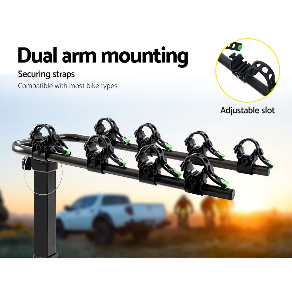 Bike Carrier 4 Bicycle Car Rear Rack Hitch Mount 2" Towbar Foldable Steel - image3