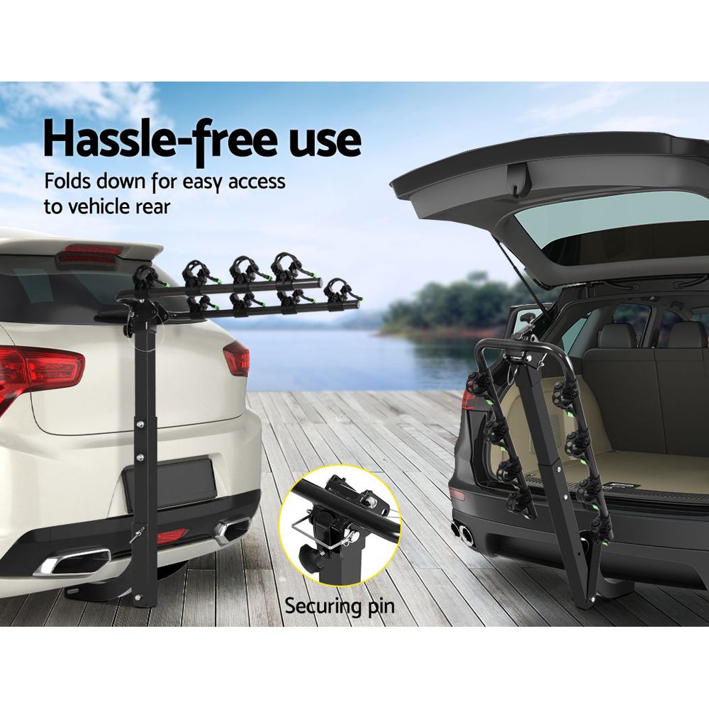 Bike Carrier 4 Bicycle Car Rear Rack Hitch Mount 2" Towbar Foldable Steel - image4