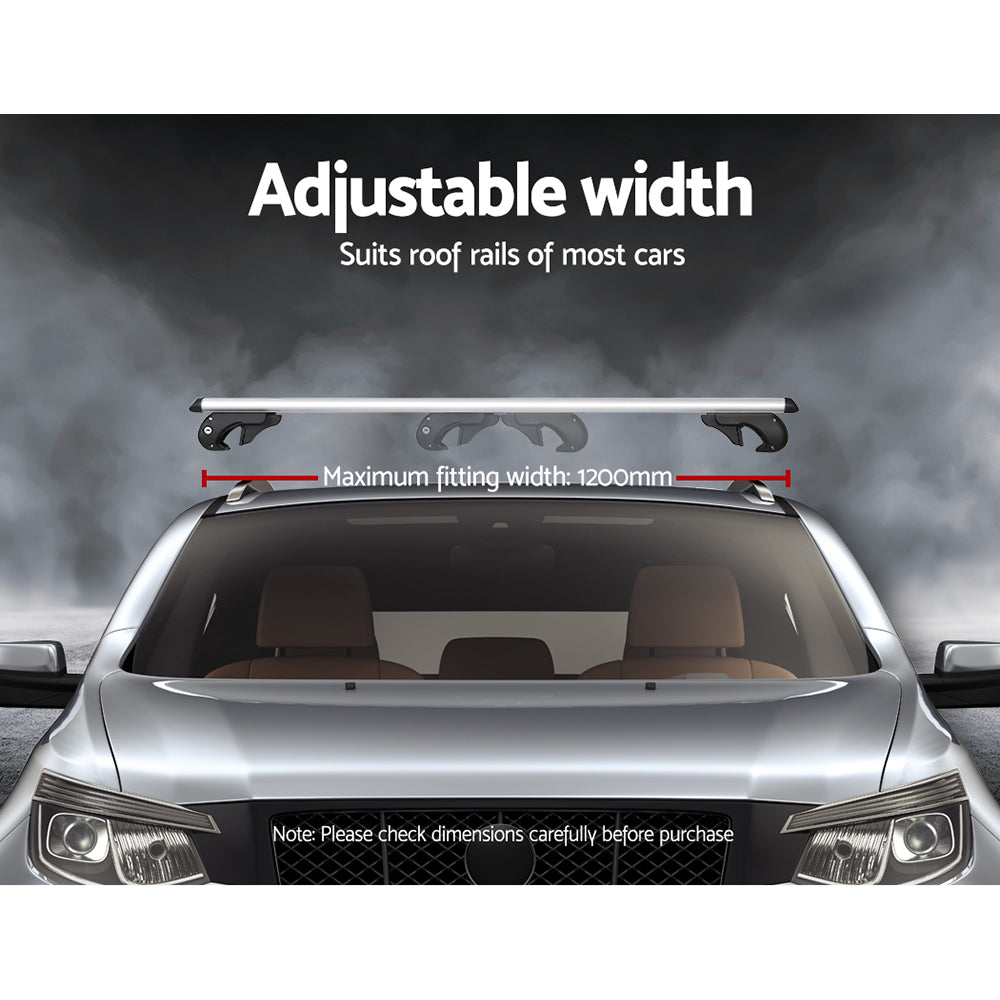 Universal Car Roof Rack 1200mm Cross Bars Aluminium Silver Adjustable Car 90kgs load Carrier - image4