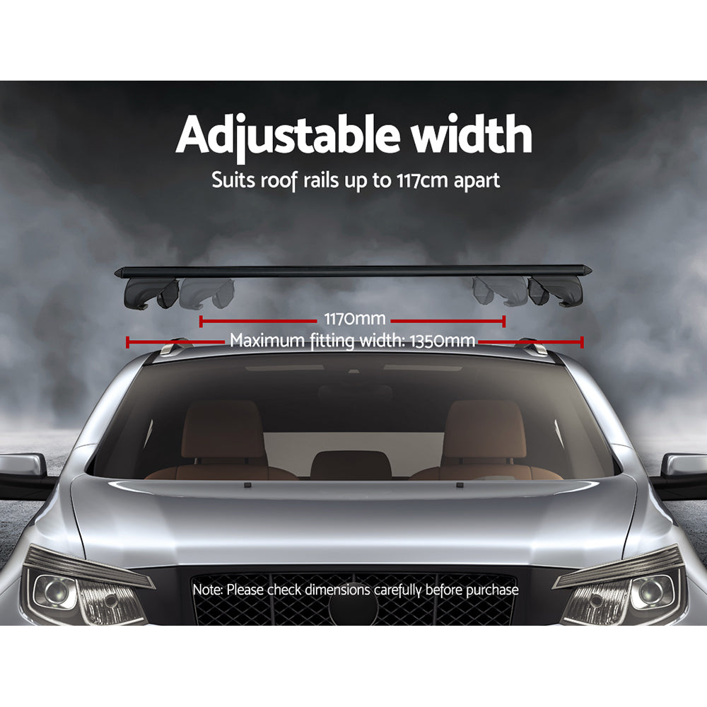 Universal Car Roof Rack Aluminium Cross Bars Adjustable 135cm Black Upgraded Holder Adjustable Car 90kgs load Carrier - image5