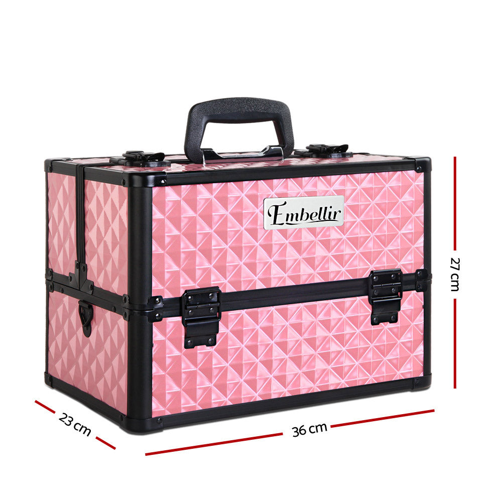 Portable Cosmetic Beauty Makeup Case - Diamond Pink - image2