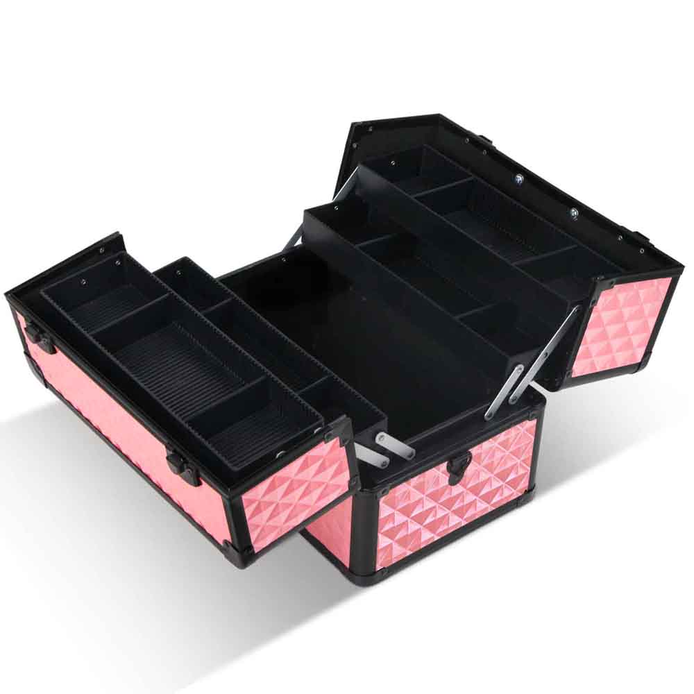 Portable Cosmetic Beauty Makeup Case - Diamond Pink - image3