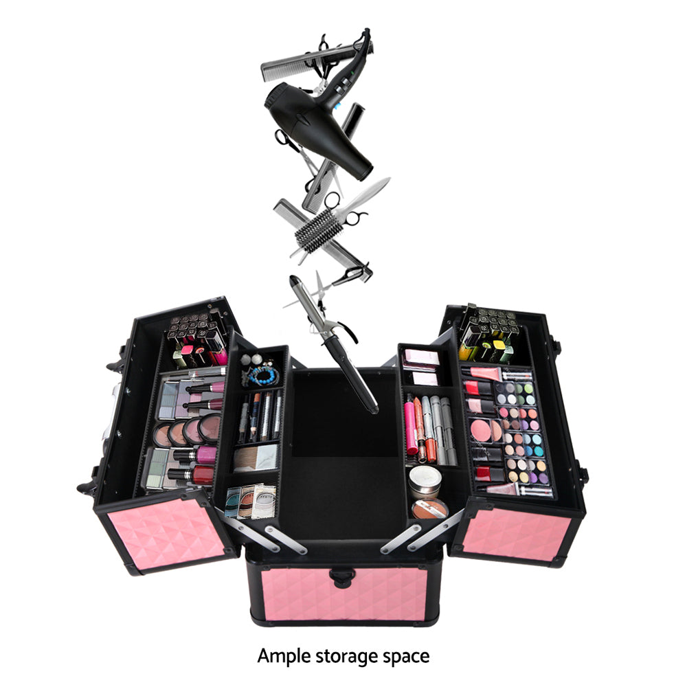 Portable Cosmetic Beauty Makeup Case - Diamond Pink - image6