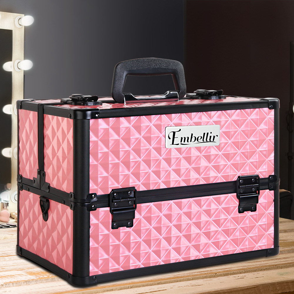 Portable Cosmetic Beauty Makeup Case - Diamond Pink - image7