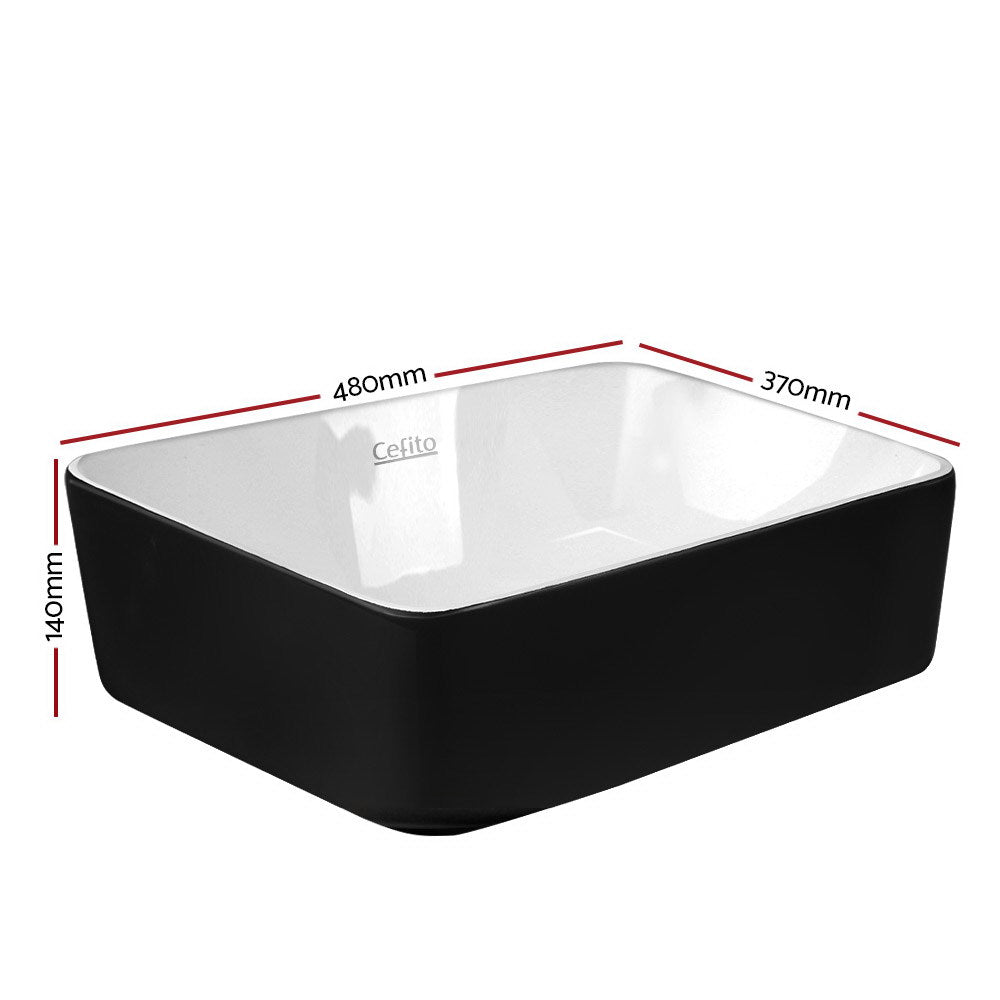 Ceramic Bathroom Basin Sink Vanity Above Counter Basins Bowl Black White - image2