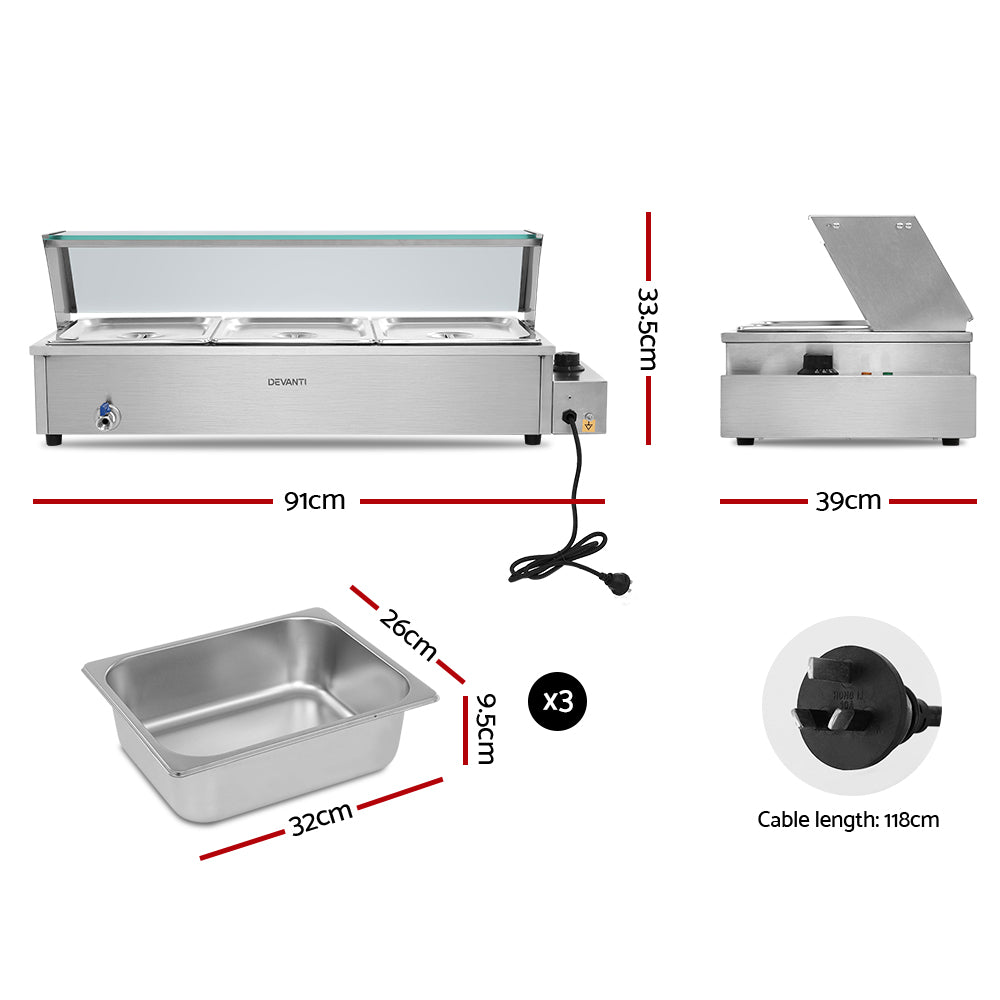 Commercial Food Warmer Bain Marie Electric Buffet Pan Stainless Steel - image2