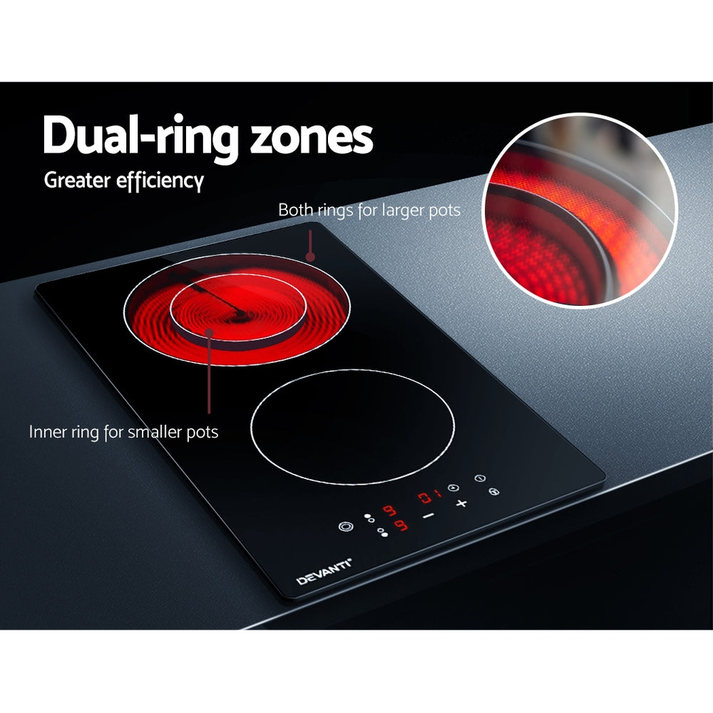 Electric Ceramic Cooktop 30cm Kitchen Cooker Cook Top Hob Touch Control 3-Zones - image4