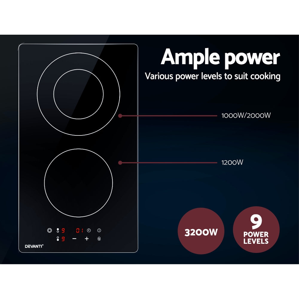 Electric Ceramic Cooktop 30cm Kitchen Cooker Cook Top Hob Touch Control 3-Zones - image5