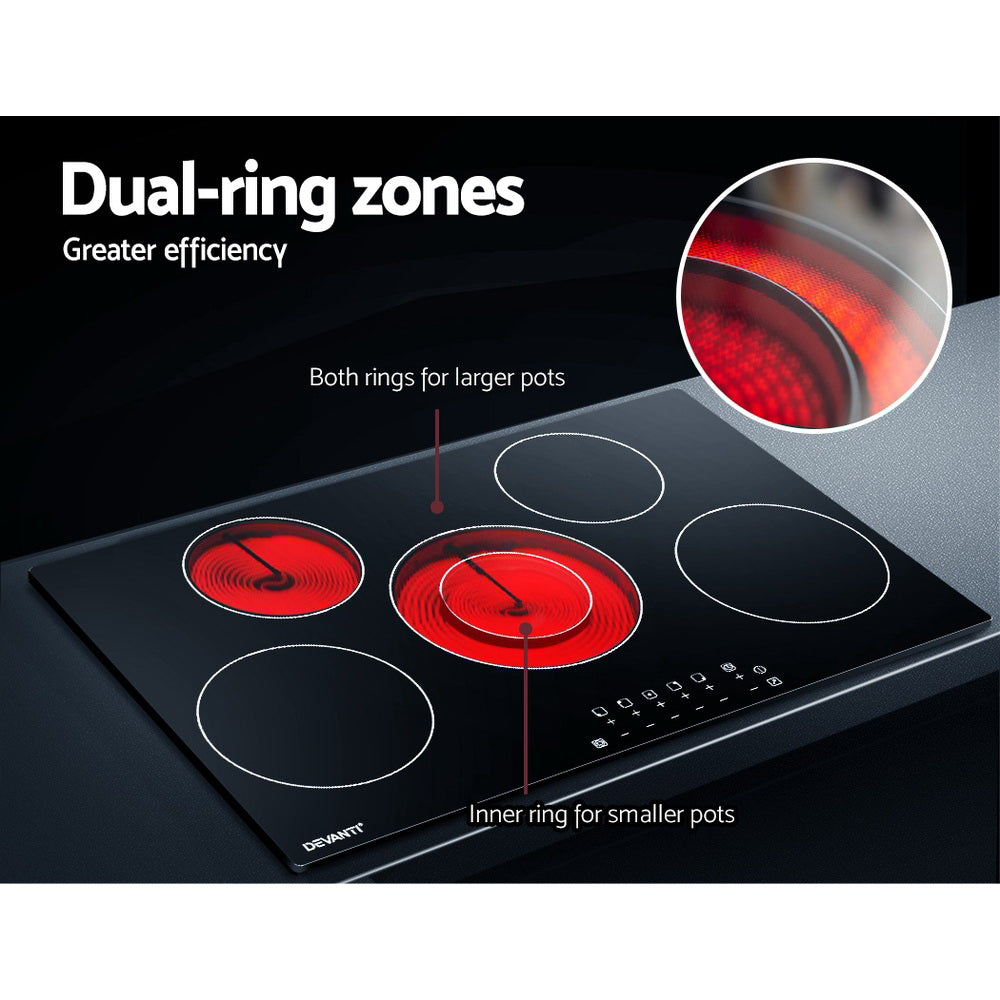 90cm Ceramic Cooktop Electric Cook Top 5 Burner Stove Hob Touch Control 6-Zones - image4