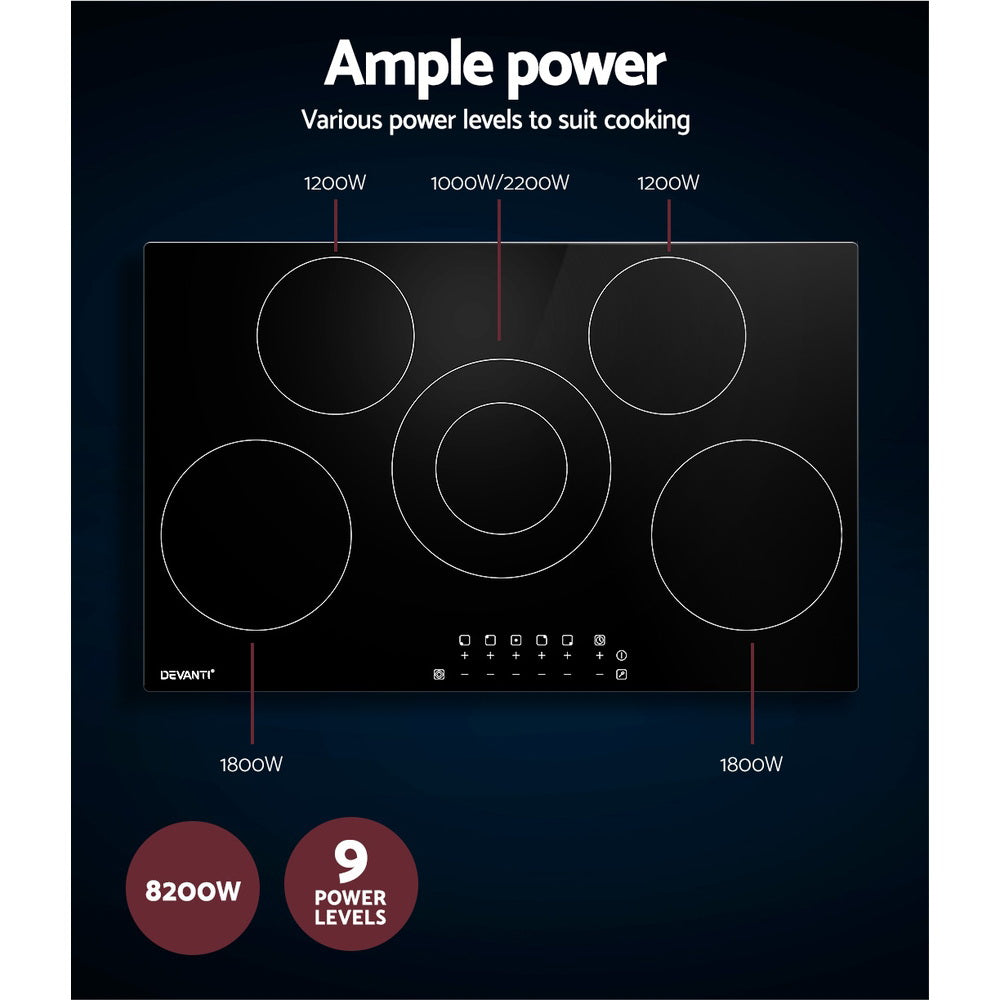 90cm Ceramic Cooktop Electric Cook Top 5 Burner Stove Hob Touch Control 6-Zones - image5