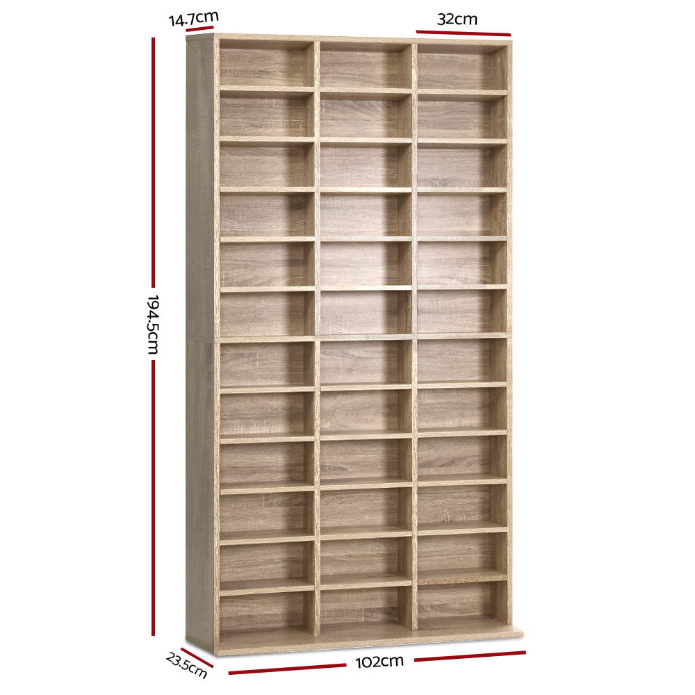 528 DVD 1116 CD Storage Shelf Media Rack Stand Cupboard Book Unit Oak - image2