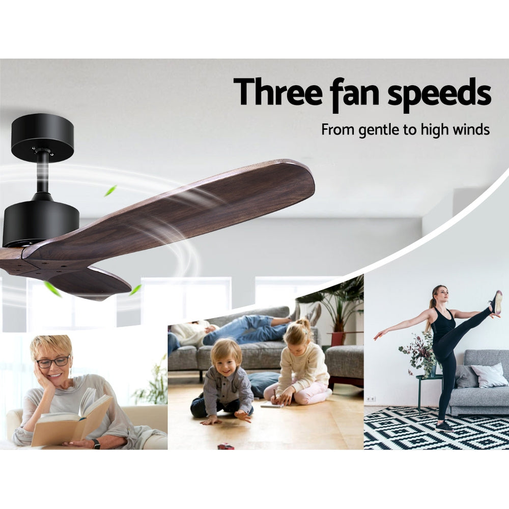 52'' Ceiling Fan With Remote Control Fans 3 Wooden Blades Timer 1300mm - image3