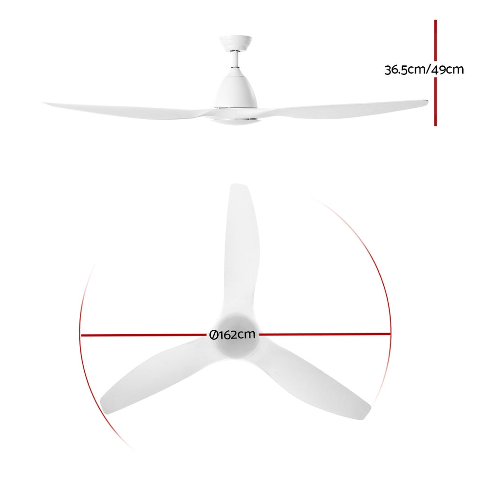 64'' DC Motor Ceiling Fan With Light LED Remote Control Fans 3 Blades - image2