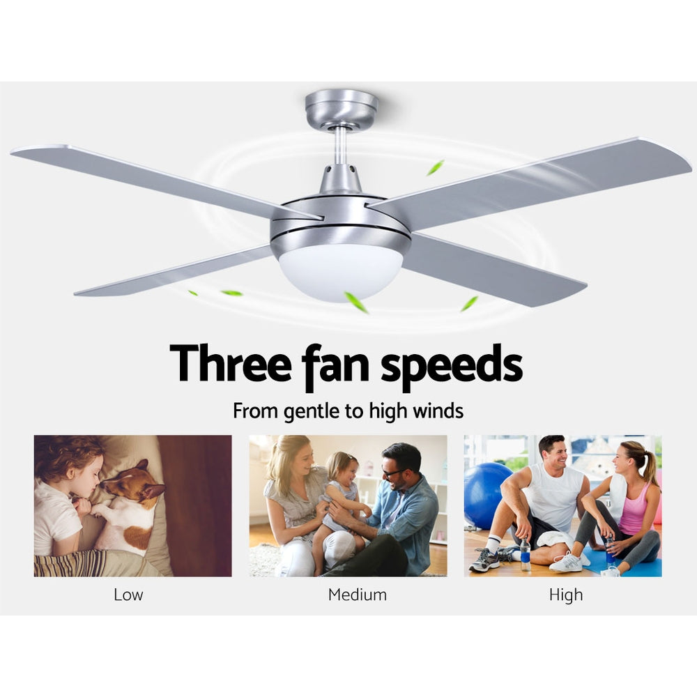 52" Ceiling Fan with Light Silver - image4